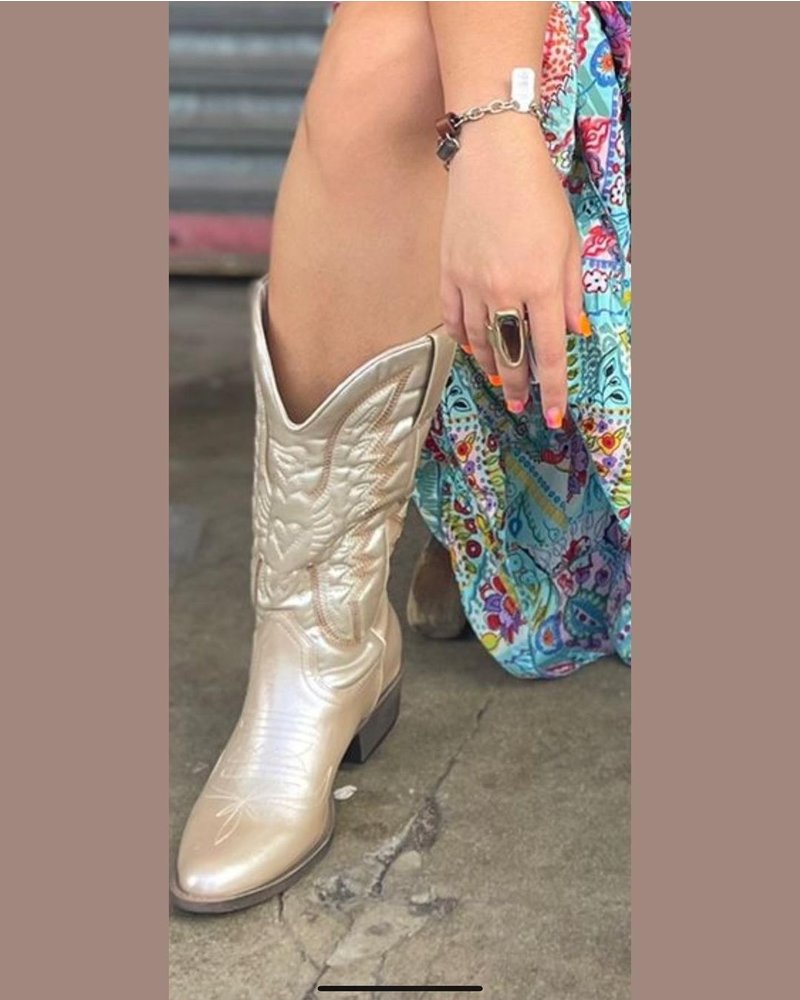 Metallic Leather Boot