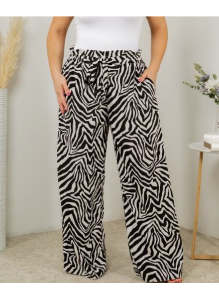 Black Zebra Pants w/ Belt Lined
