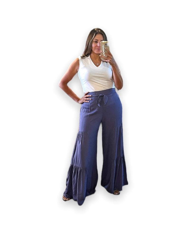 Super Swingy Wide Leg Pants with Smocked Waist and Tie