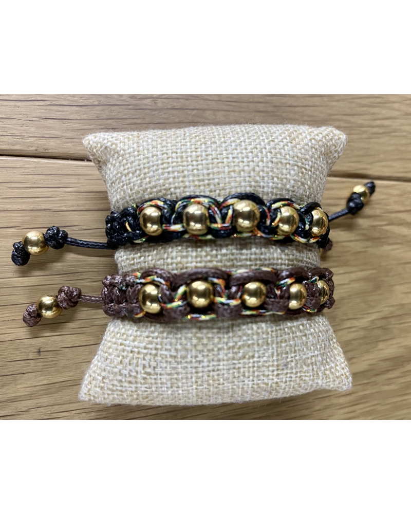 Pulsera Tejida con Balines dorados