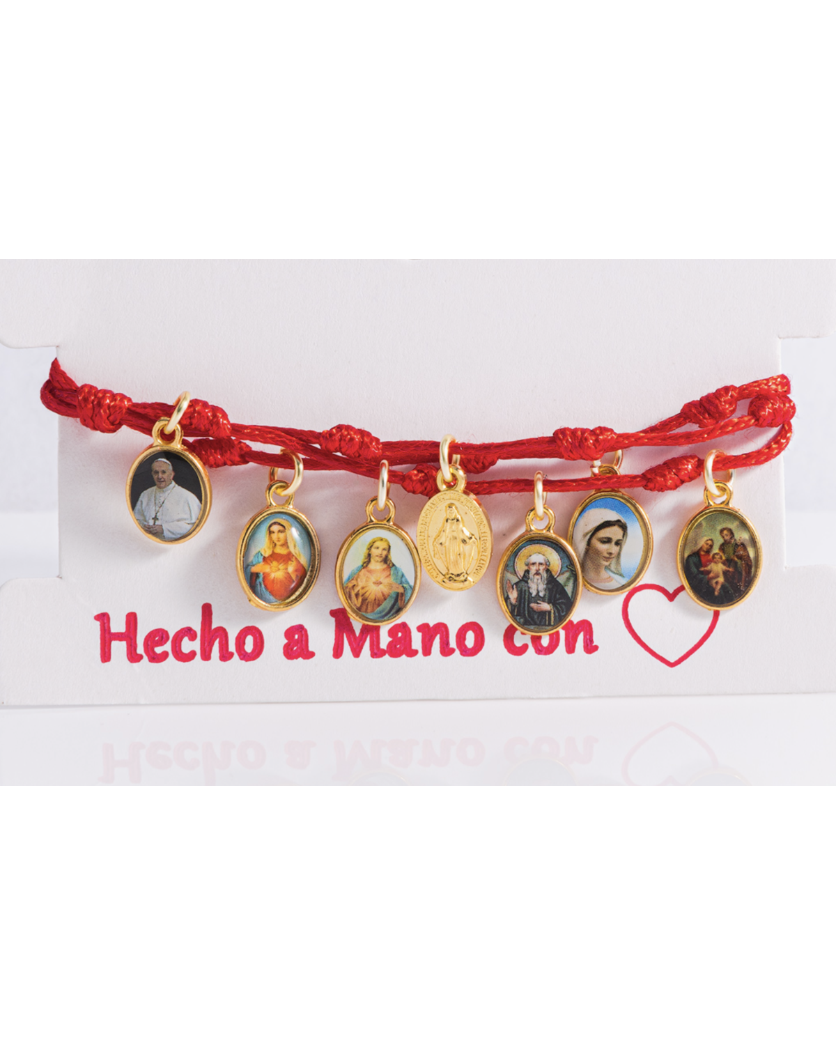 Pulseras rojas santos y perlas