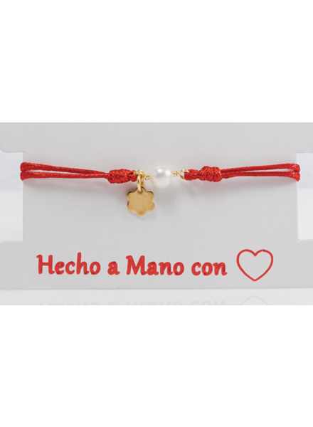 Pulseras Rojas tejidas con Perla y dije