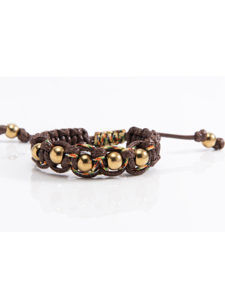 Pulsera Tejida con Balines dorados