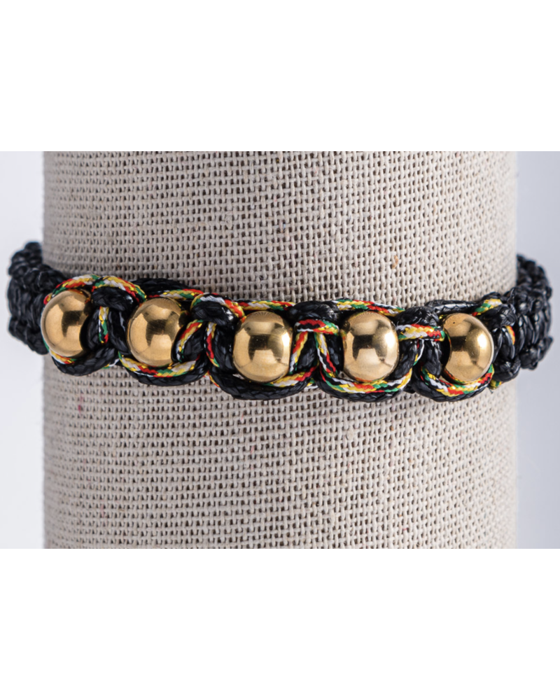 Pulsera Tejida con Balines dorados