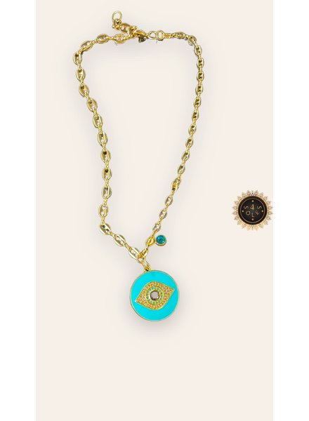 Gucci Blue Eye 4 Soles Gold Necklace