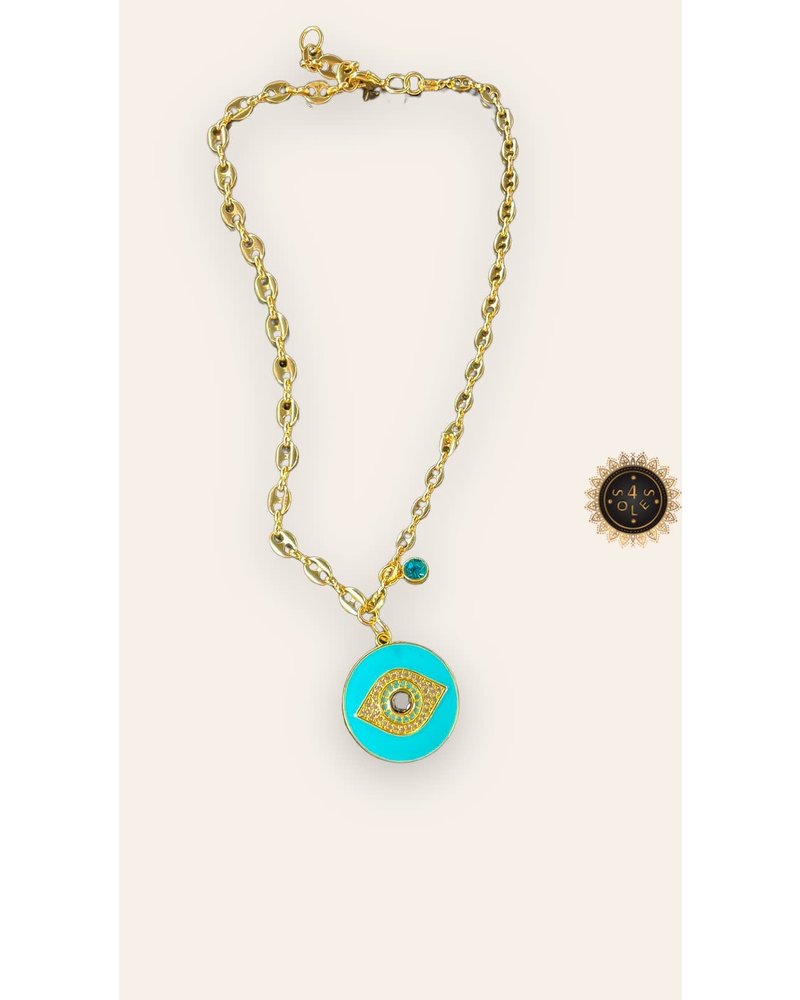 Gucci Blue Eye 4 Soles Gold Necklace