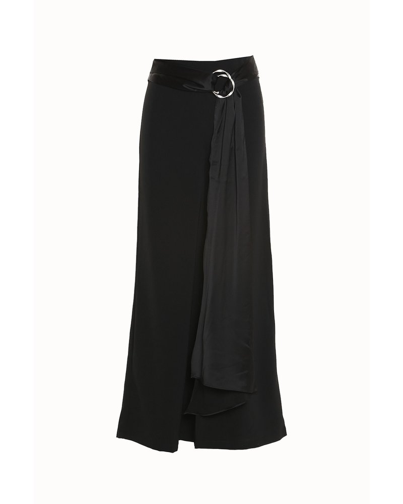 WIDE PANTS WITH SATIN & O-RING BELT