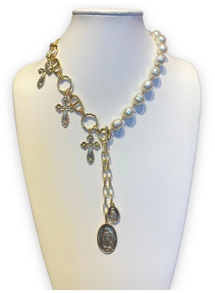 Pearls and Crosses Necklace