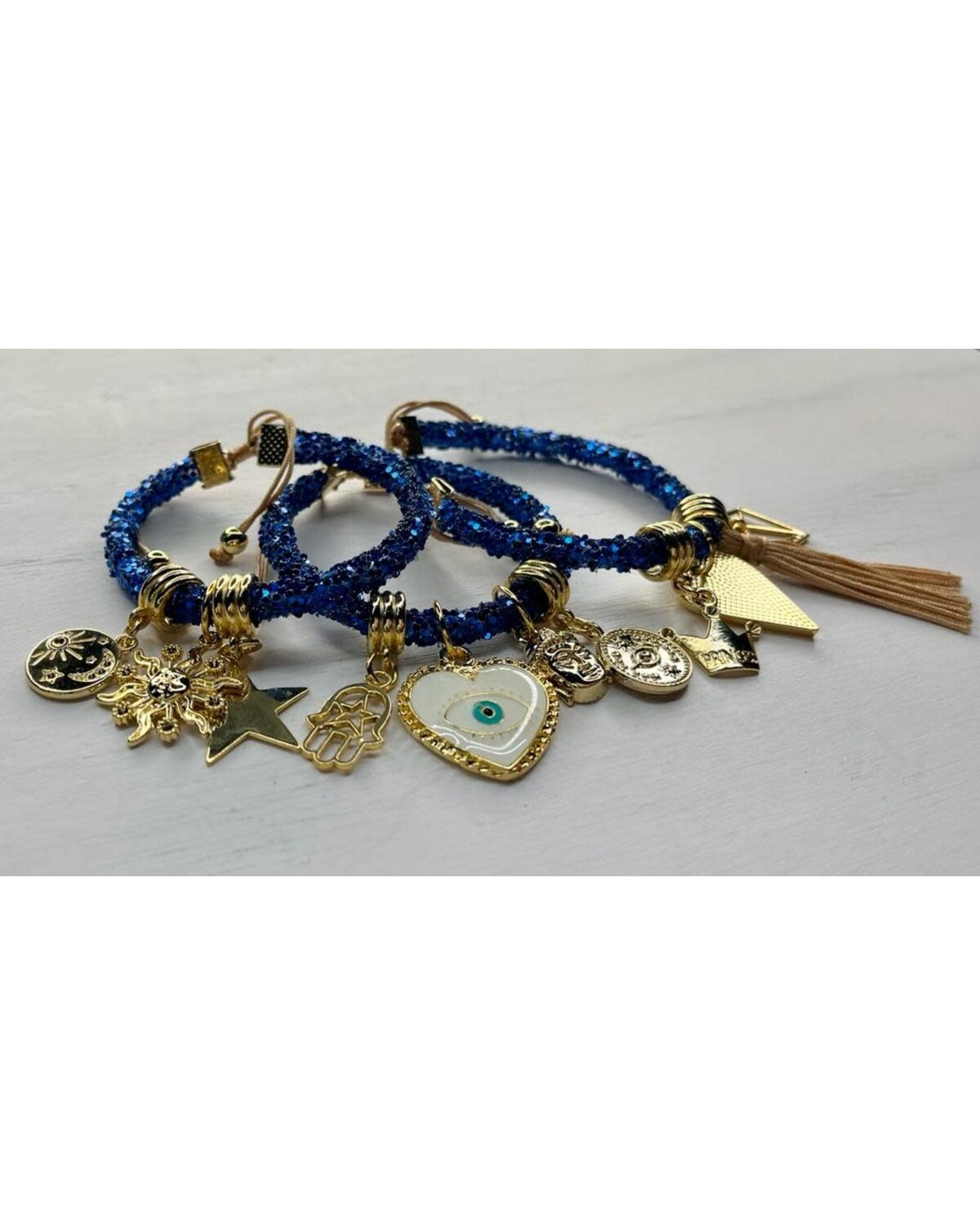 Multi Charm Turkish Eye Glitter Bracelet