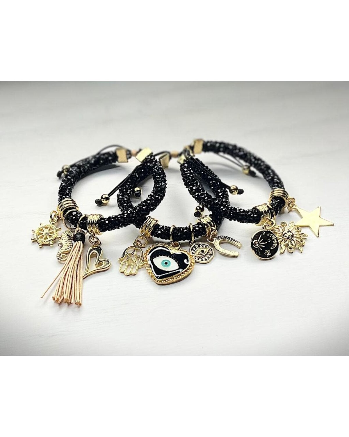 Multi Charm Turkish Eye Glitter Bracelet