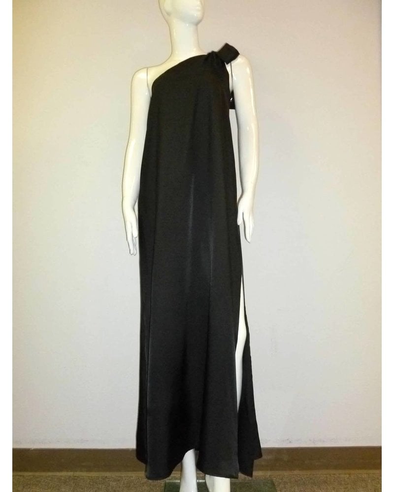 Satin Tie One Shoulder Maxi Dress