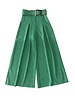 Green High Waist With Belt Palazzo Pant