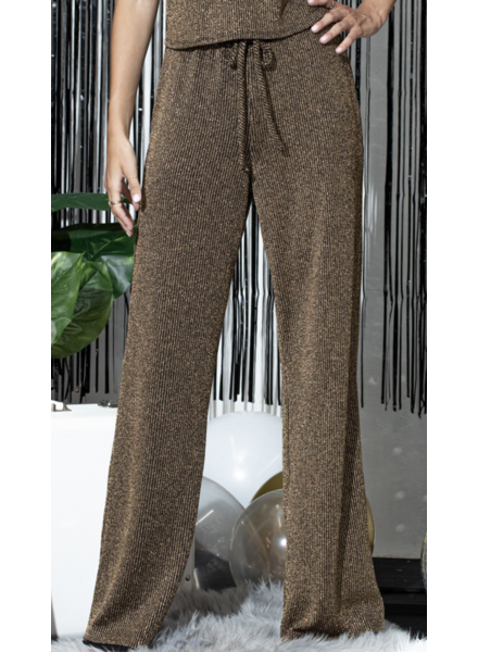 Metallic knit Wide Pants with Pockets
