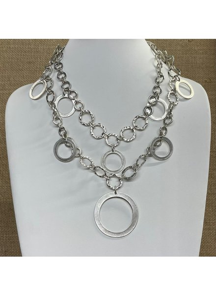 Two Layers Silver Circles Necklace