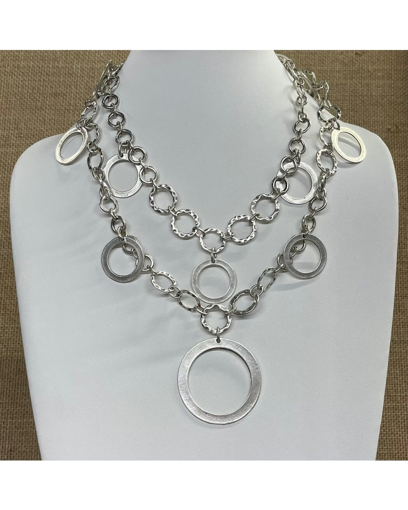 Two Layers Silver Circles Necklace