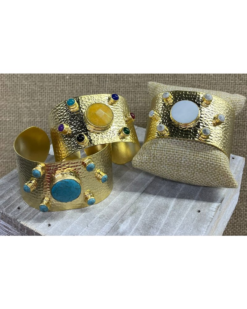 Gold Cuff with Multicolor Stones