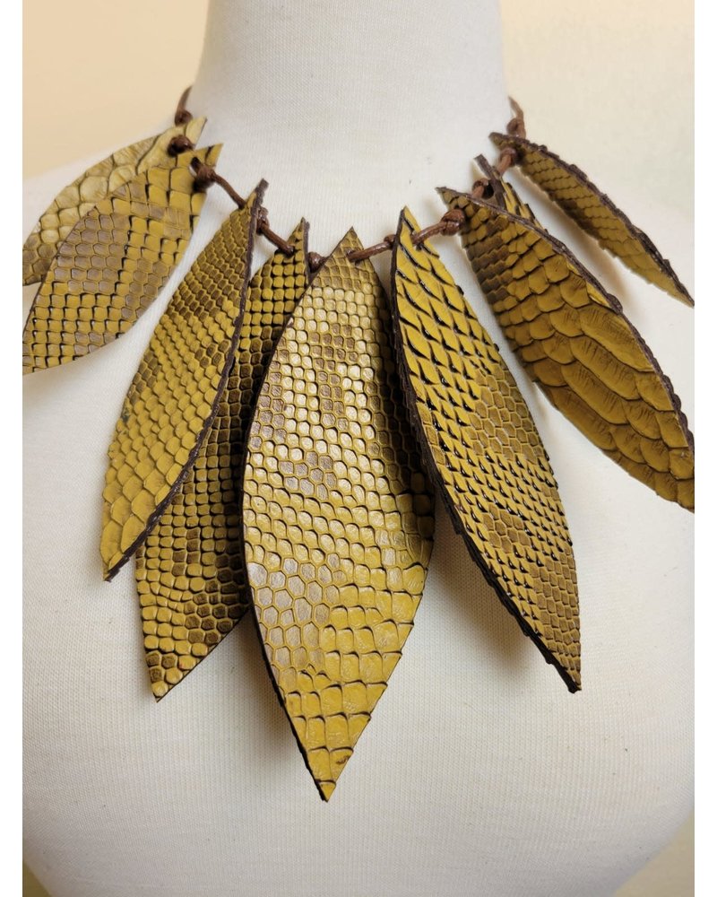 Big Leather Leaves Necklace