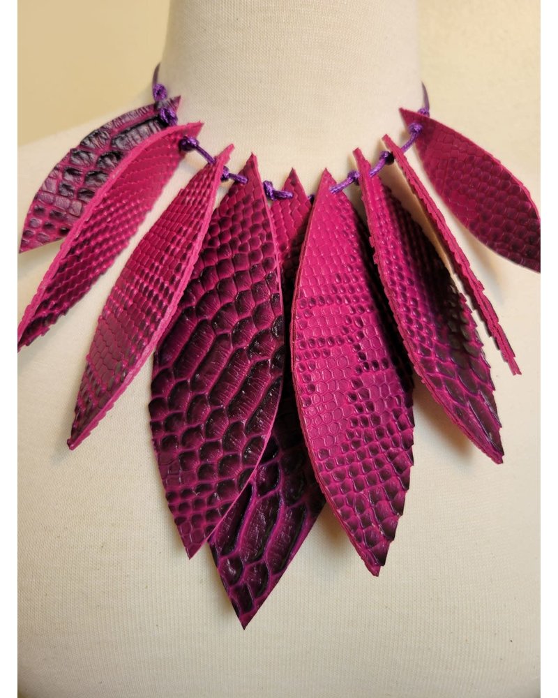 Big Leather Leaves Necklace
