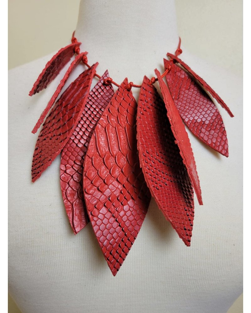 Big Leather Leaves Necklace