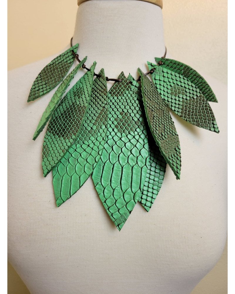 Big Leather Leaves Necklace