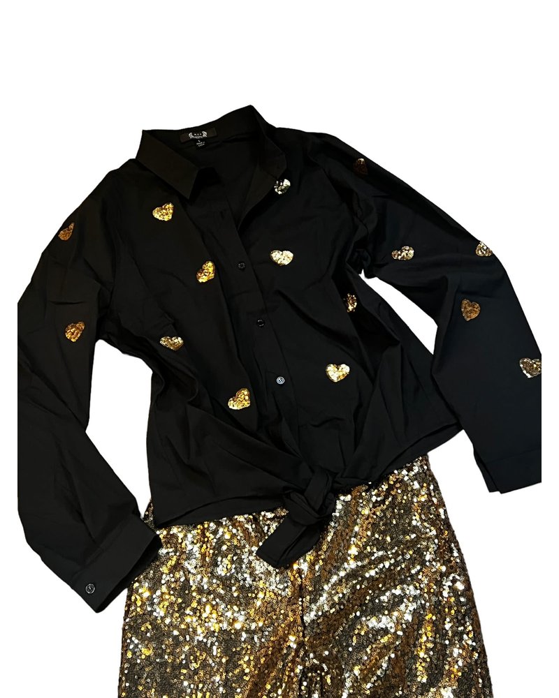 Gold Sequin pant zipper/tulle Detail