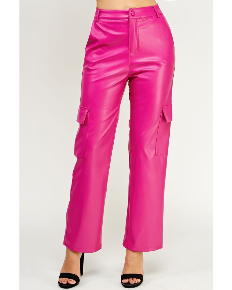 Faux Leather Cargo Pants