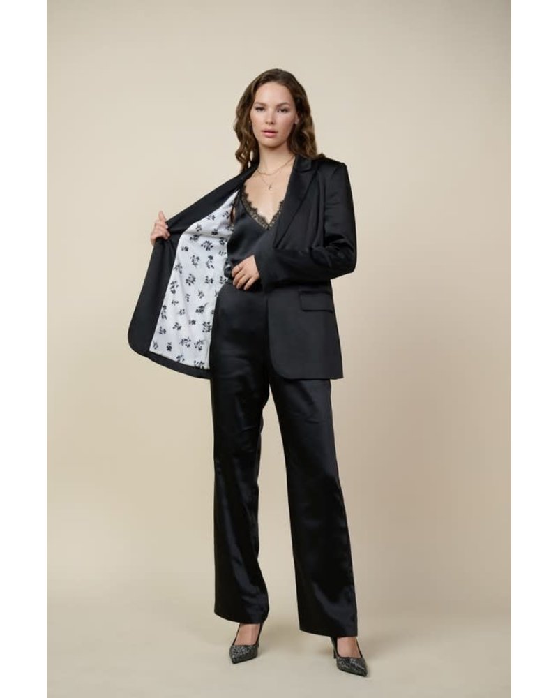 Satin Tailored Blazer & Pant black