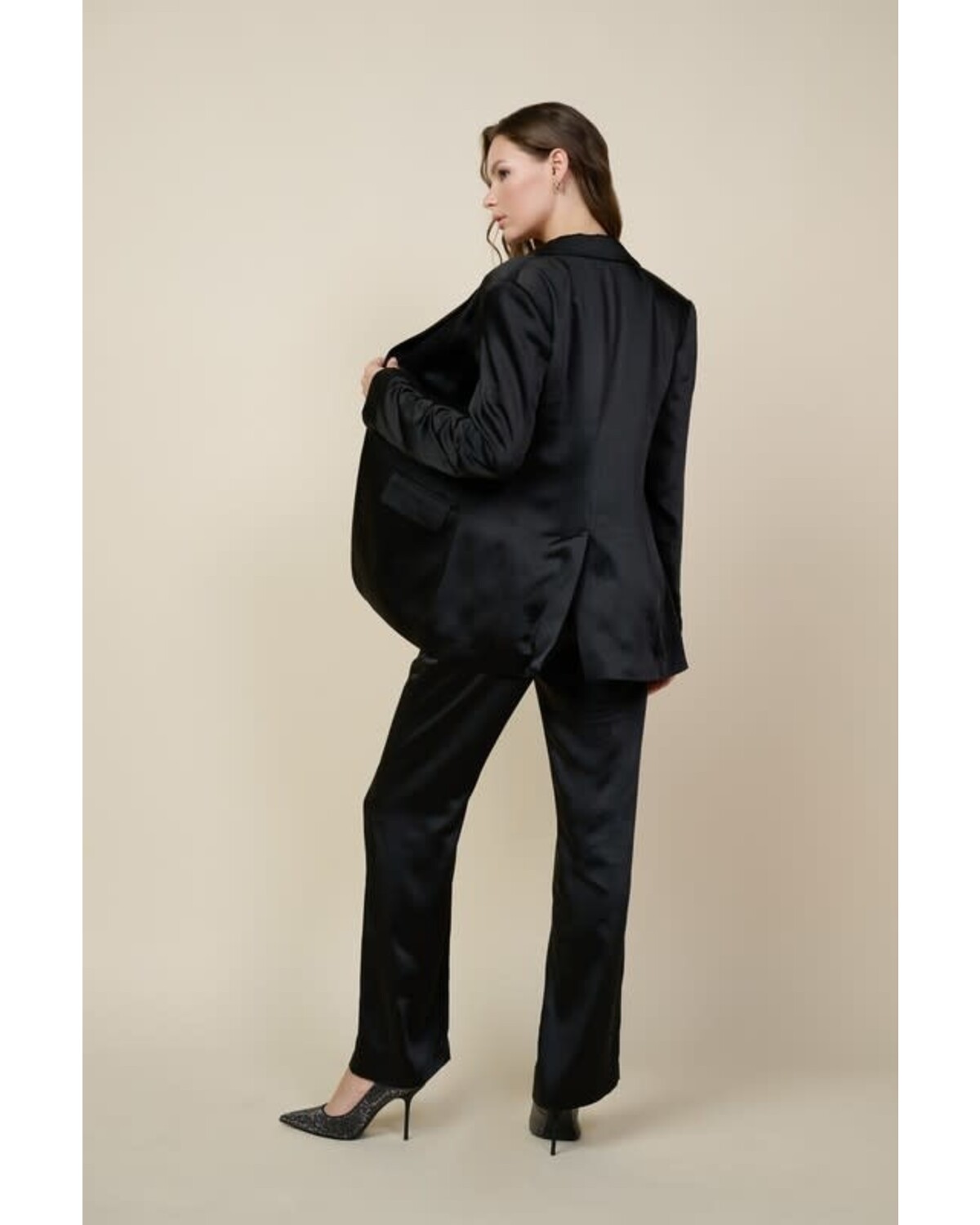 Satin Tailored Blazer & Pant black