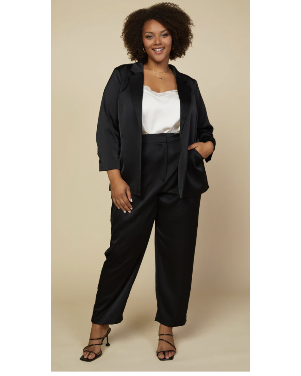 Satin Tailored Blazer & Pant black