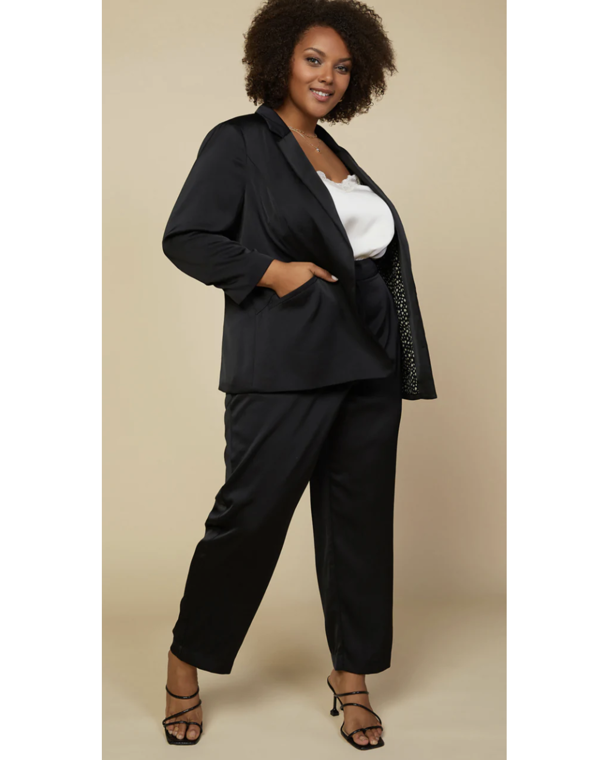 Satin Tailored Blazer & Pant black