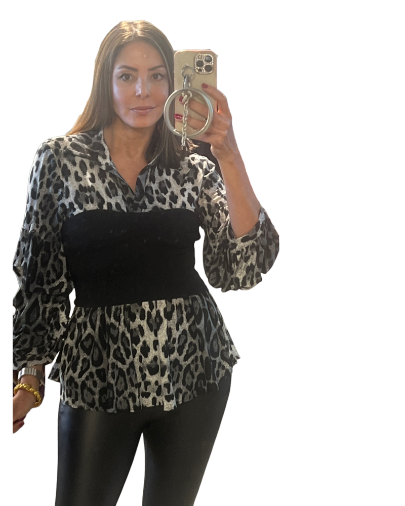 Long Sleeve Animal Print Top