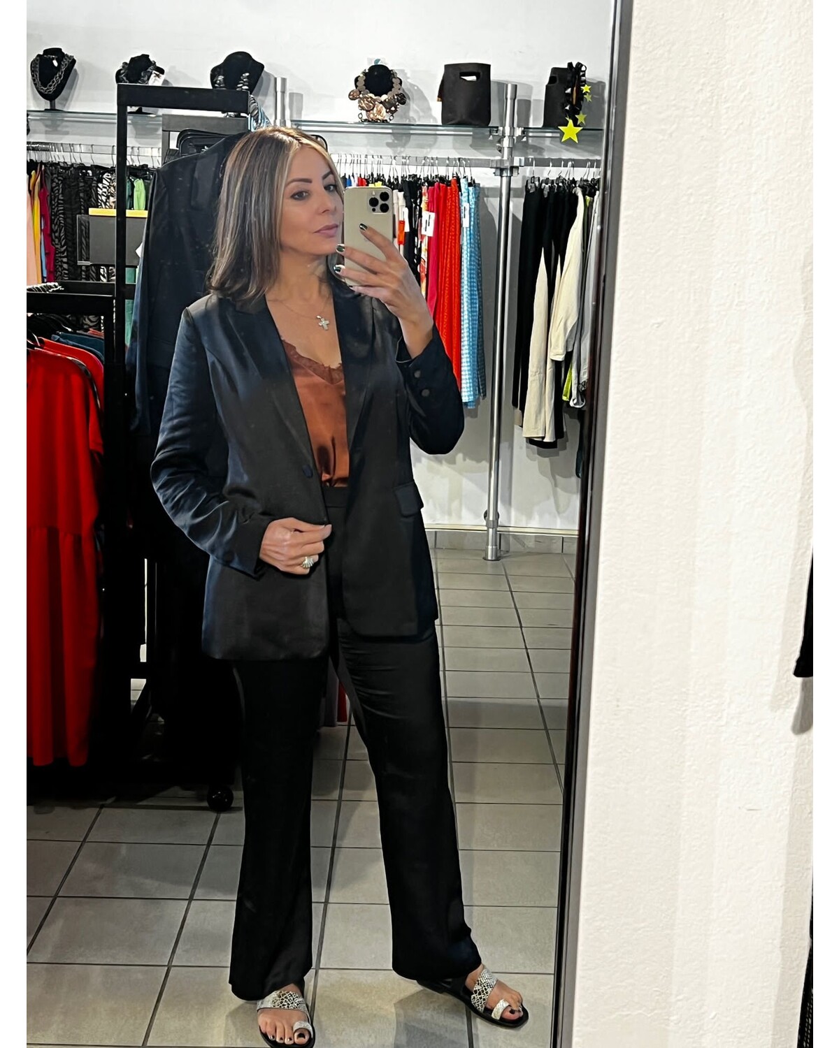 Satin Tailored Blazer & Pant black