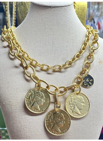 Gold Medals Layers Necklace