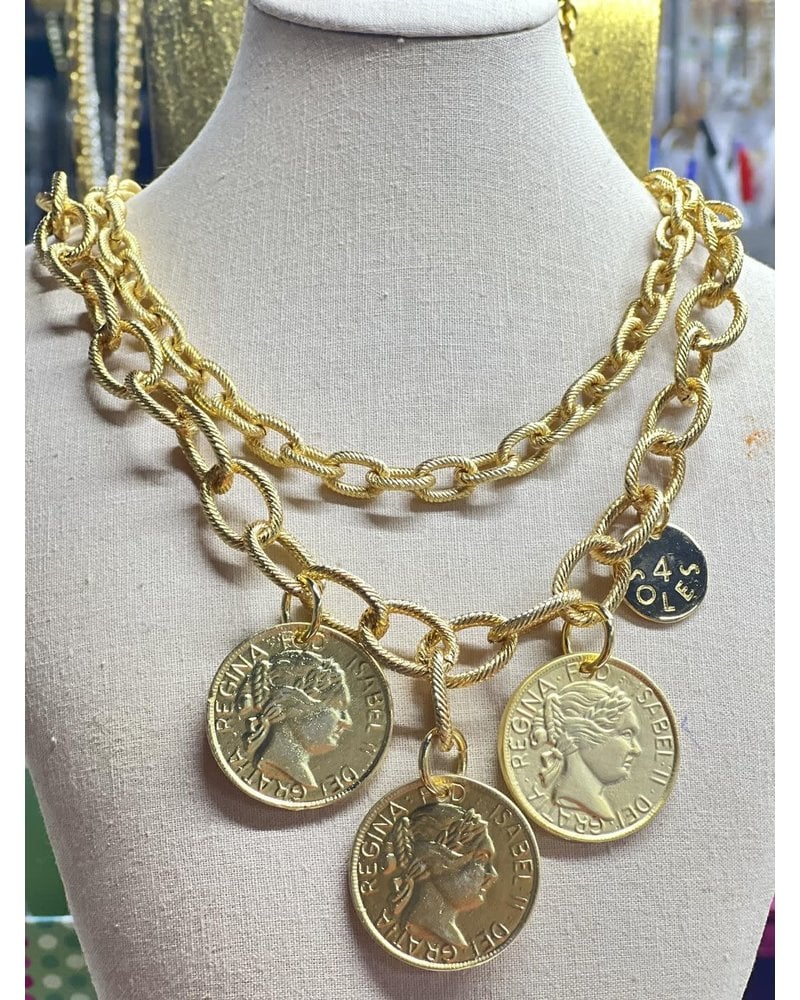 Gold Medals Layers Necklace
