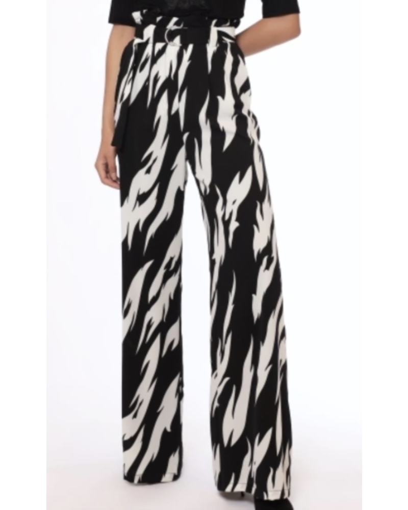 High Waisted Maxi Pants with Zebra Print