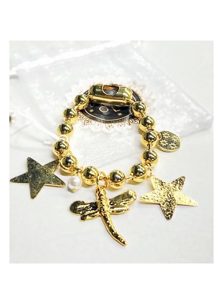 2 star and dragonfly. 10m ball bracelet