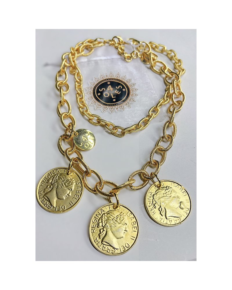 Double chain big coins necklace
