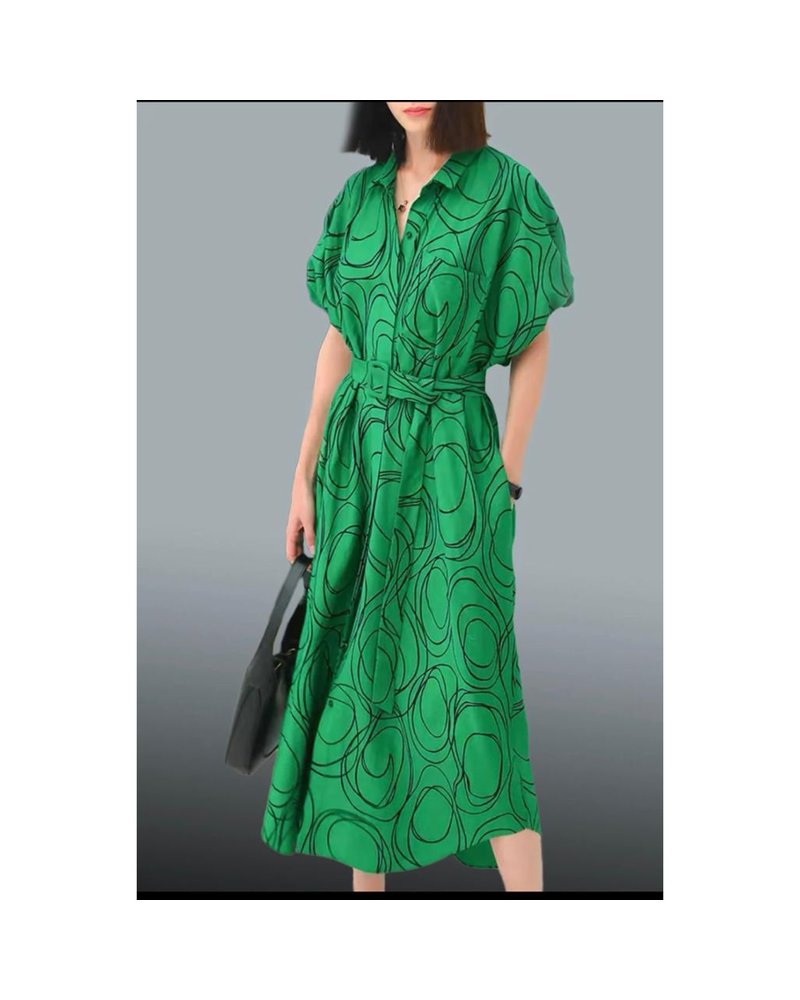 Green maxi cotton dress