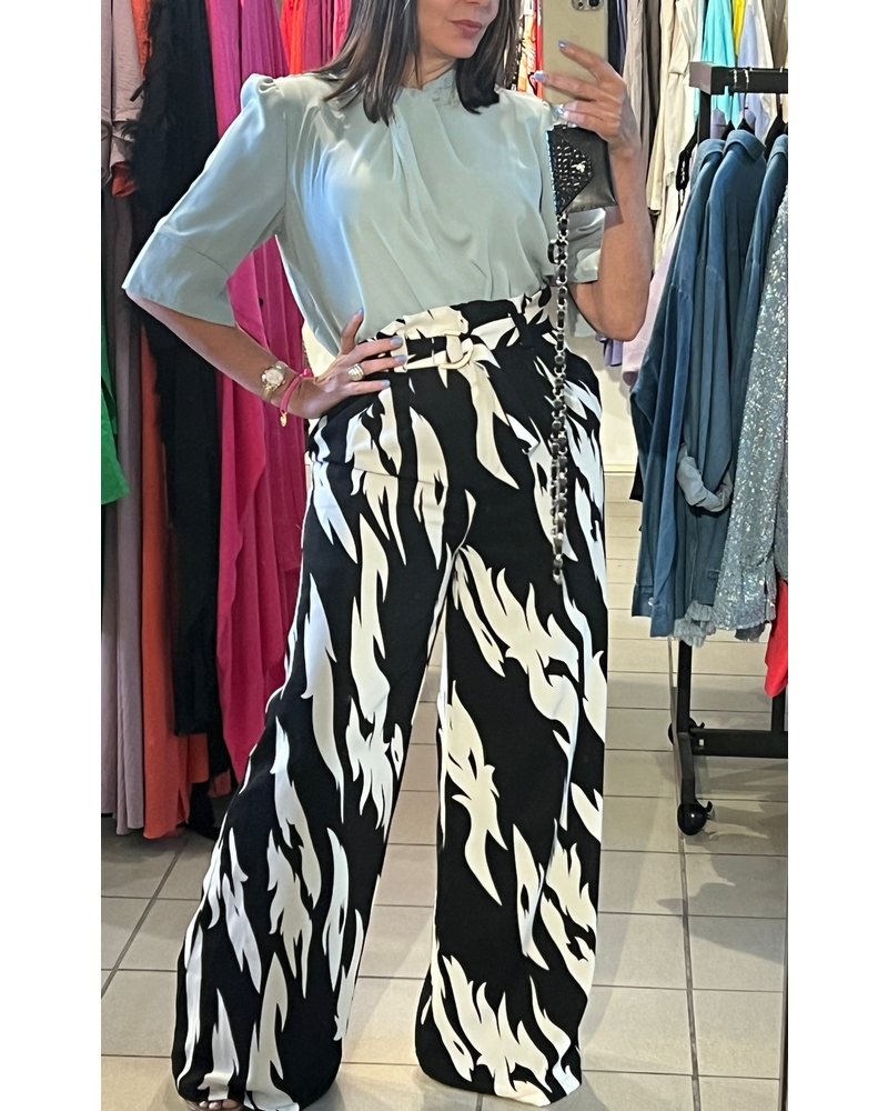 High Waisted Maxi Pants with Zebra Print