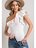 ONE SHOULDER RUFFLED BODYSUIT white