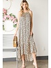 LEOPARD BACK TIE-KEYHOLE SATIN HALTER MAXI DRESS