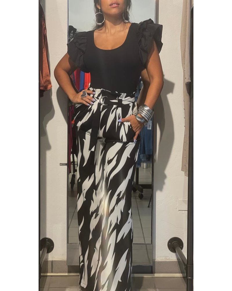 High Waisted Maxi Pants with Zebra Print