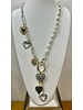 Multi Hearts Silver/Gold Necklace with Pearls
