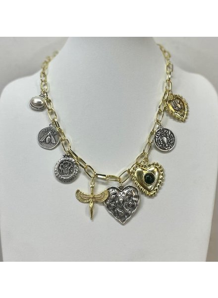 Heart and Coins Gold Necklace