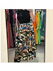 Wide leg colorful pattern side zip pant with tie
