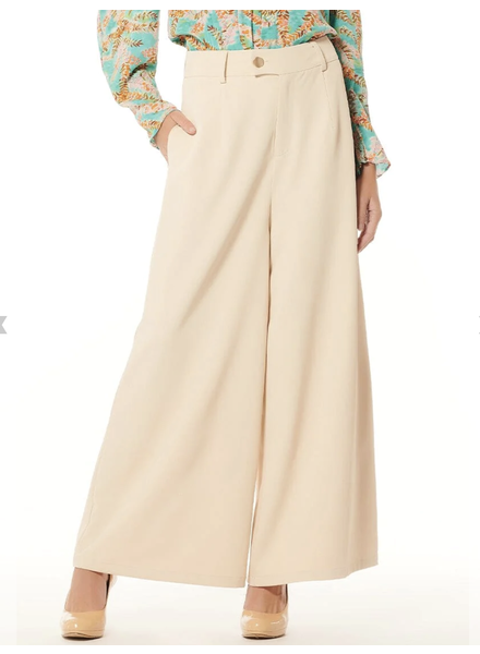 Wide Leg Flared Long Pants with Belt Loops