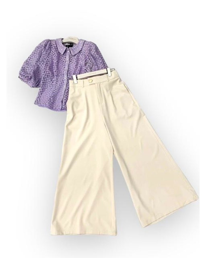 Wide Leg Flared Long Pants with Belt Loops