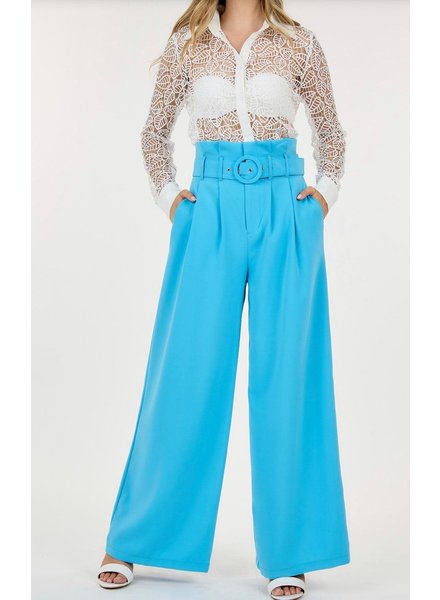 High Waisted Flare Pants With Belt