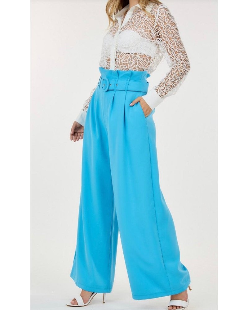 High Waisted Flare Pants With Belt