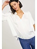 PUFF SLEEVE RUFFLED NECK W/TIE BLOUSE